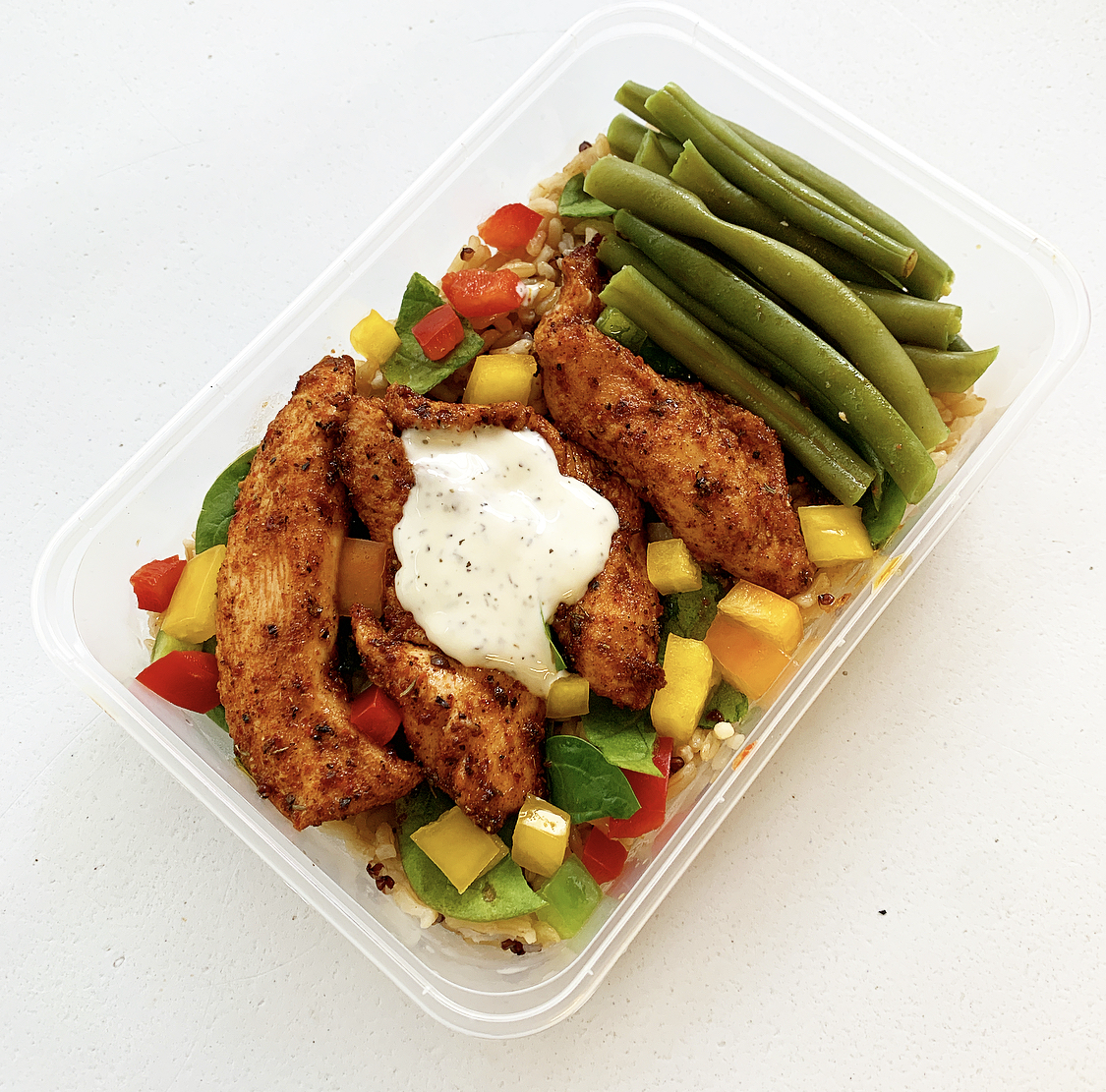 Cajun Chicken & Brown Rice With A Yoghurt & Mint Sauce Diet Food