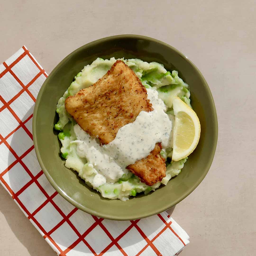 Creamy Lemon Basa With Pea Mash